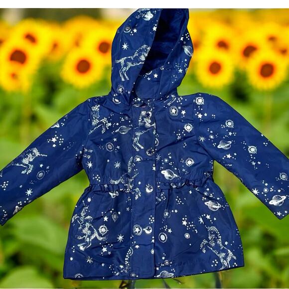 London Fog Girls 2T Celestial Unicorn Galaxy Stars Fleece Lined Hooded Jacket - Picture 1 of 11